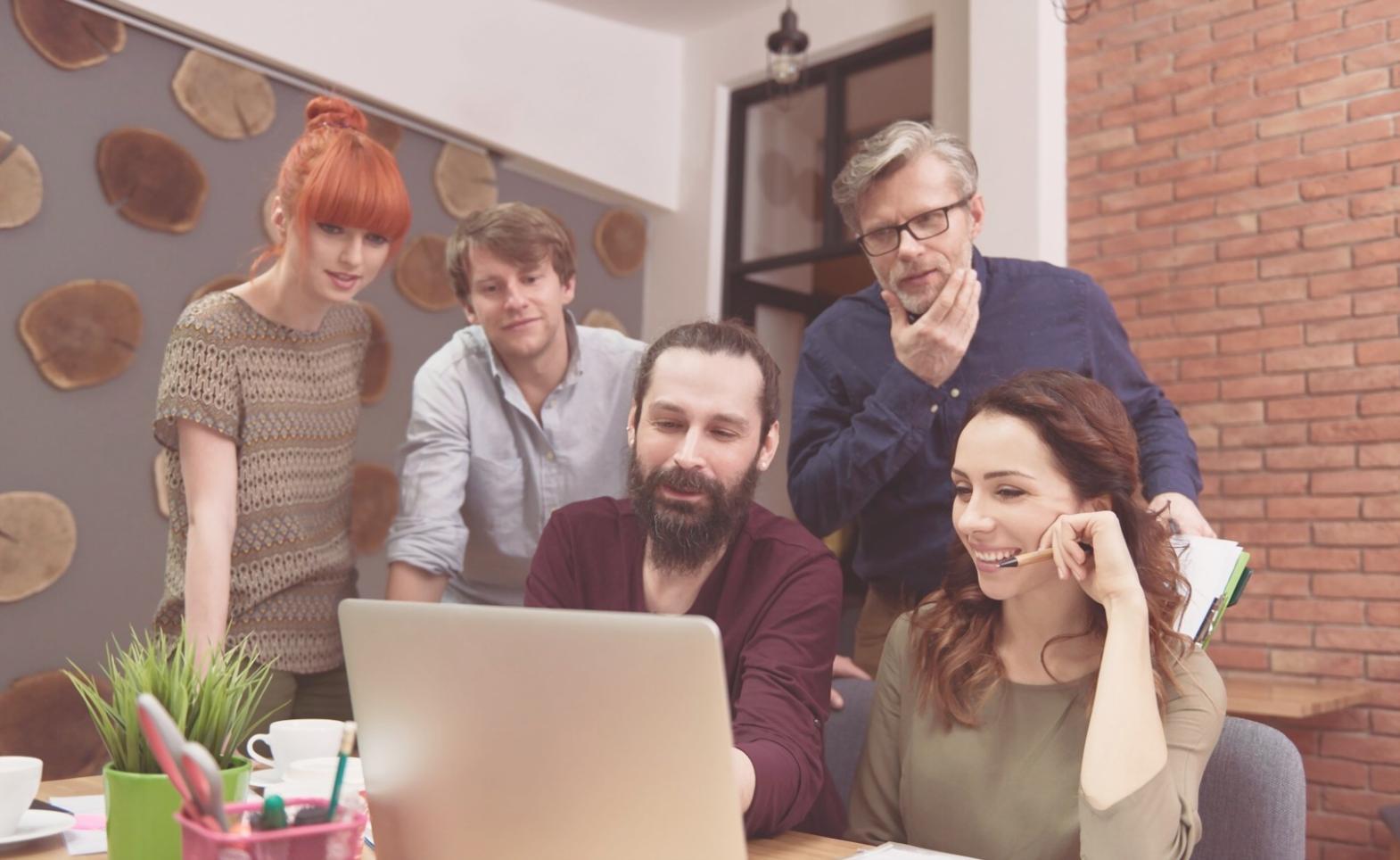 Team collaboration in modern office environment